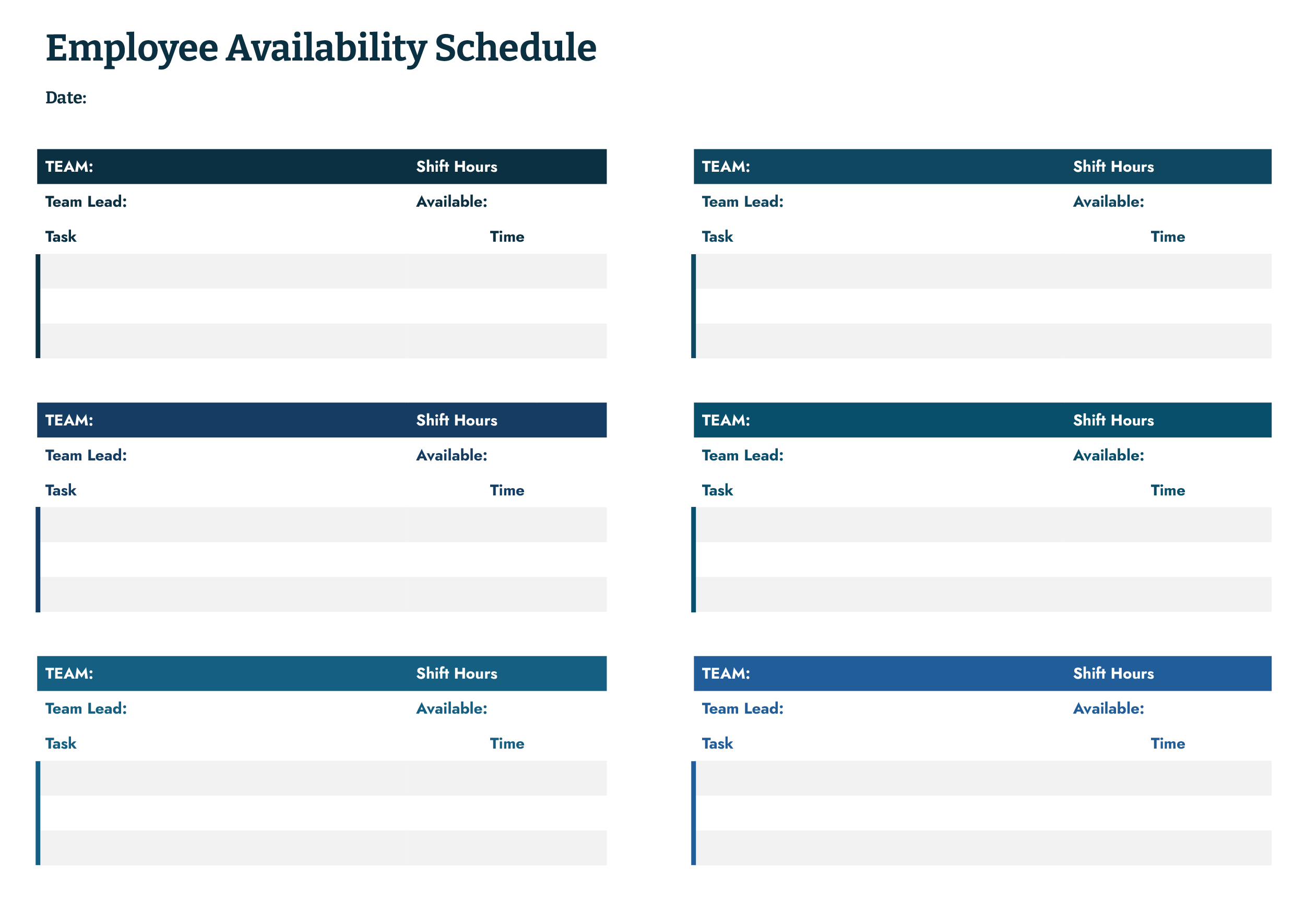 Employee Availability Schedule Template - Word, Google Docs - Page 02