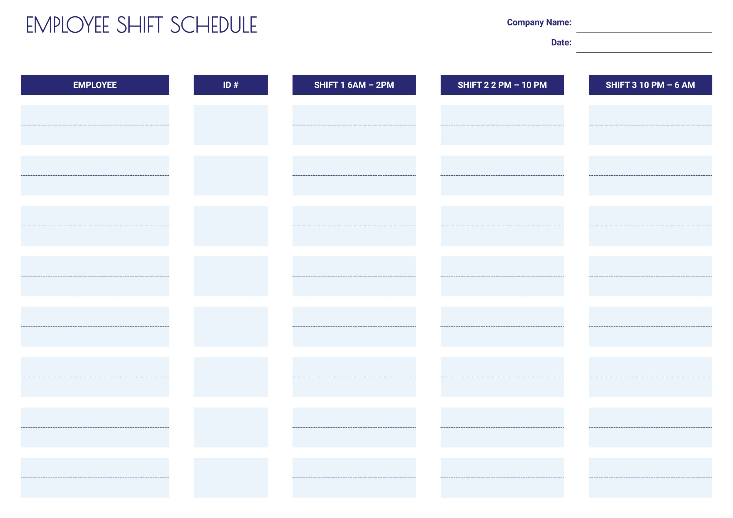 Employee Shift Schedule Template - Word, Google Docs - Page 02