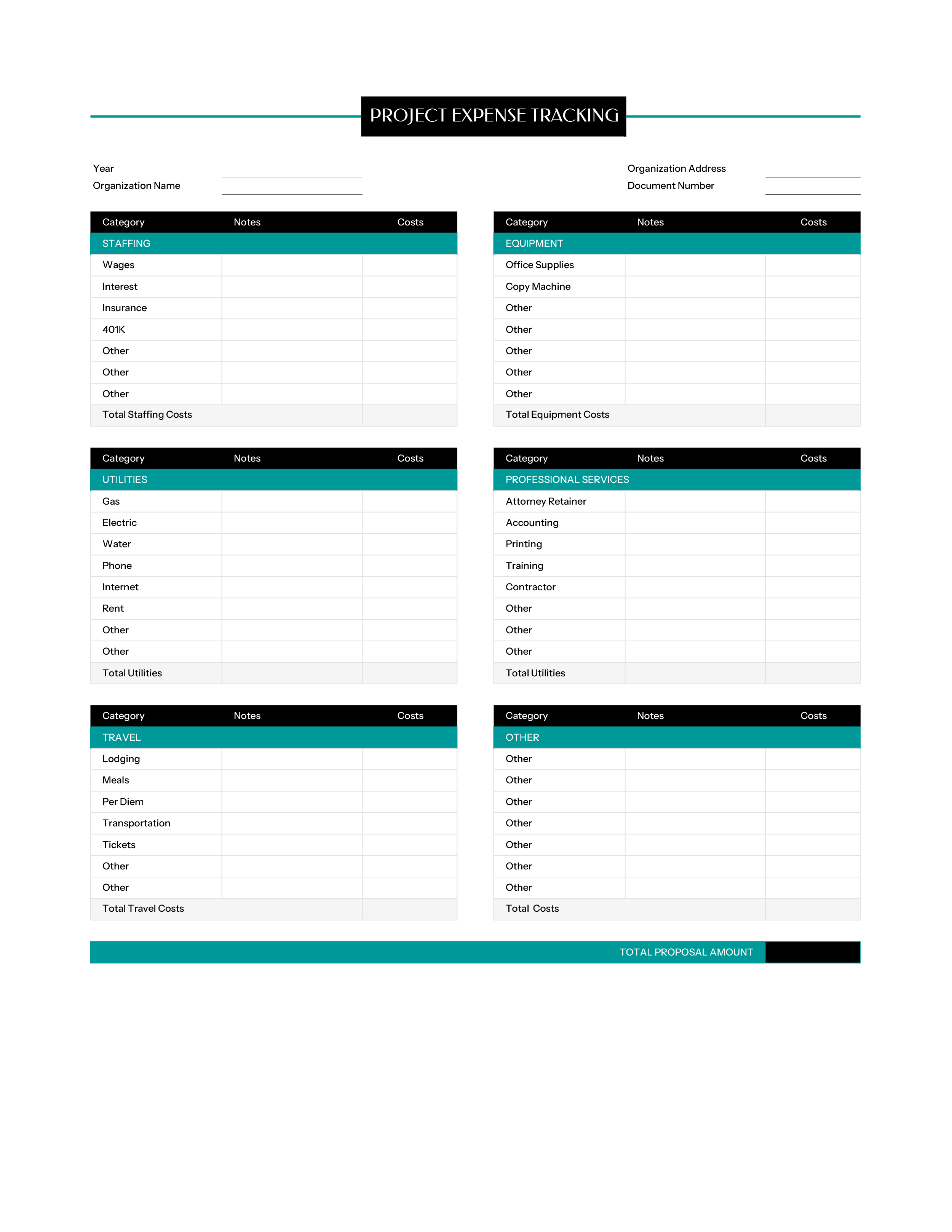 Project Expense Tracking Template - Excel, Google Sheets