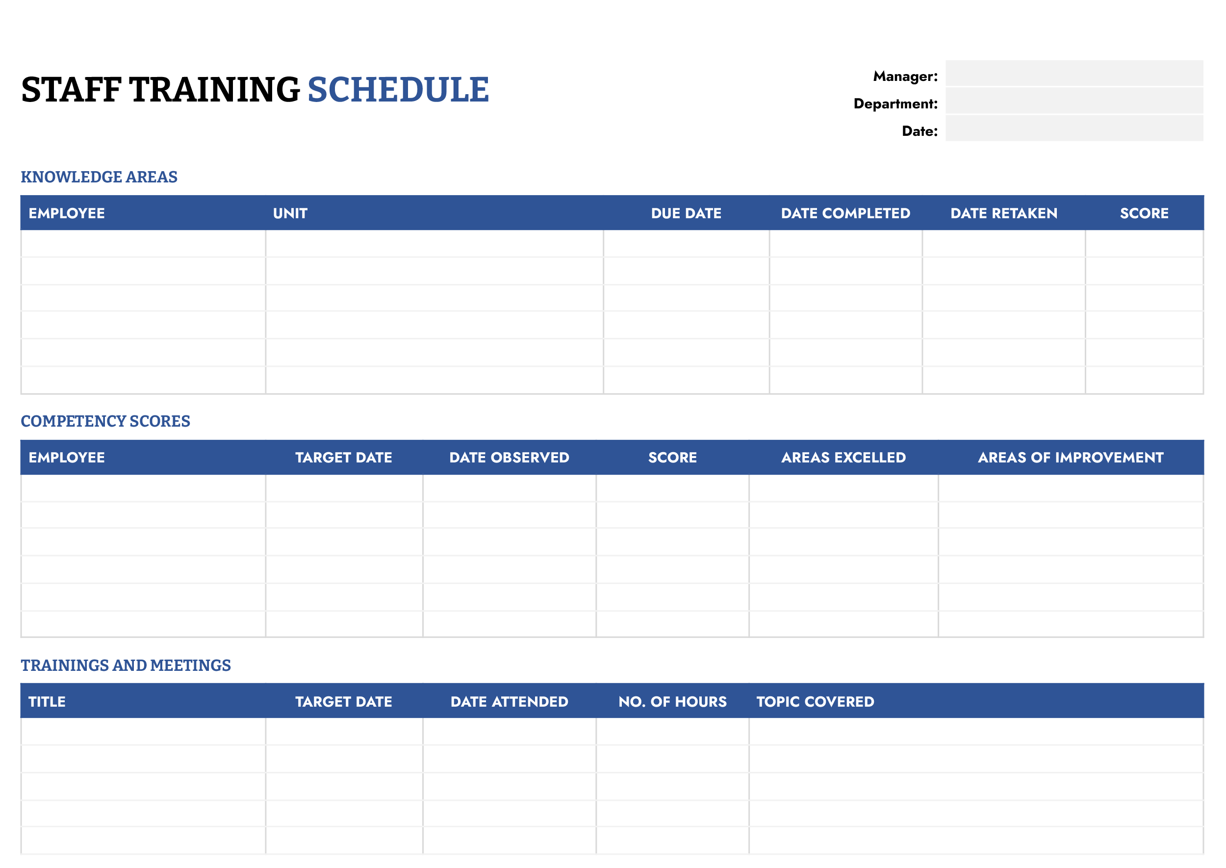 Staff Training Schedule Template - Word, Google Docs - Page 02