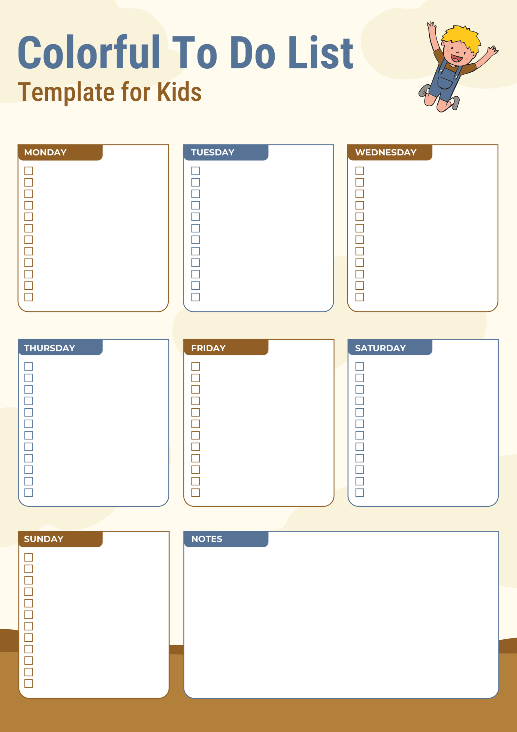 Colorful To Do List Template for Kids - Adobe Illustrator, PDF