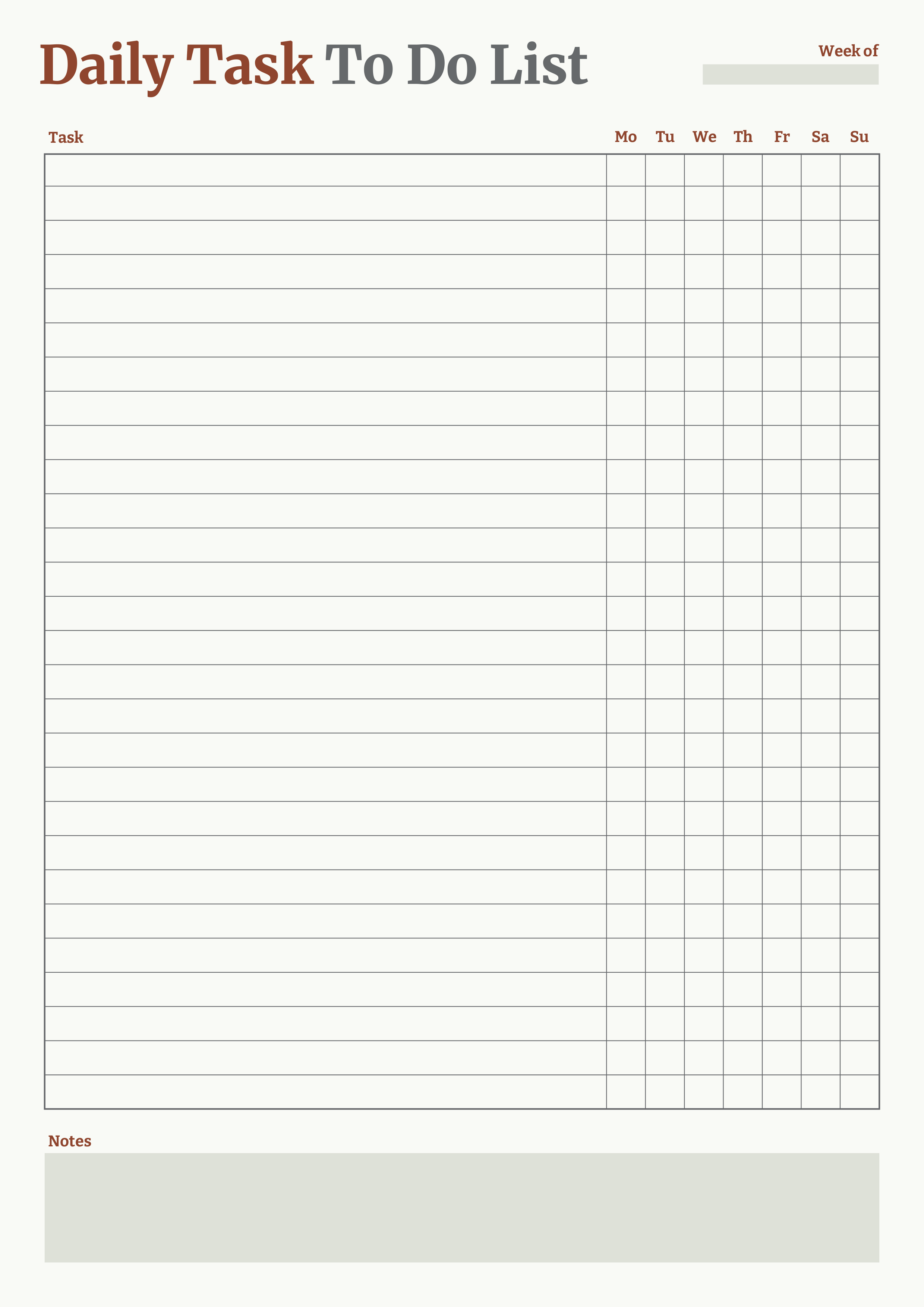 Daily Task To Do List Template - Adobe Illustrator, PDF