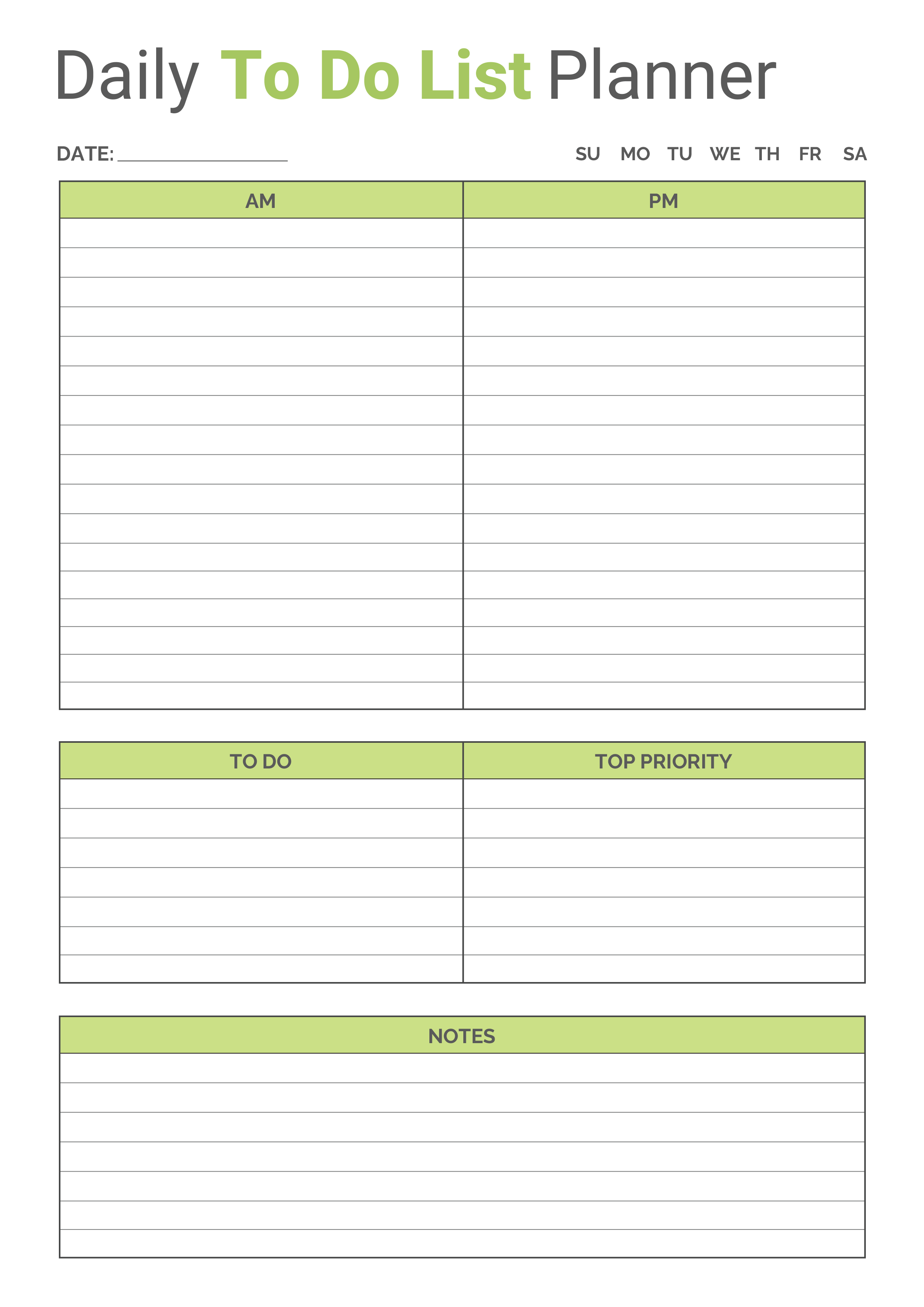Daily To Do List Planner Template - Adobe Illustrator, PDF