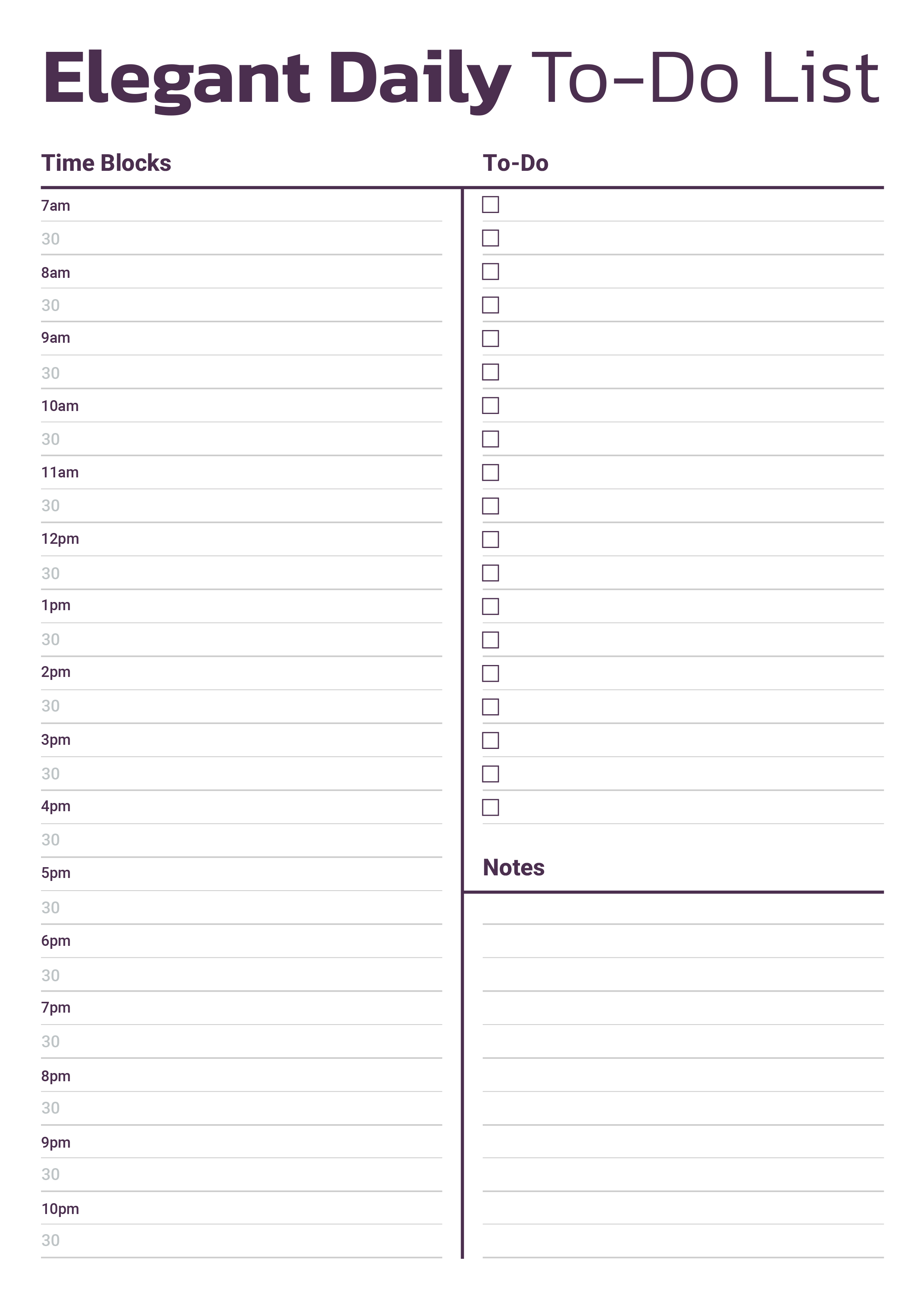 Elegant Daily To Do List Template - Adobe Illustrator, PDF