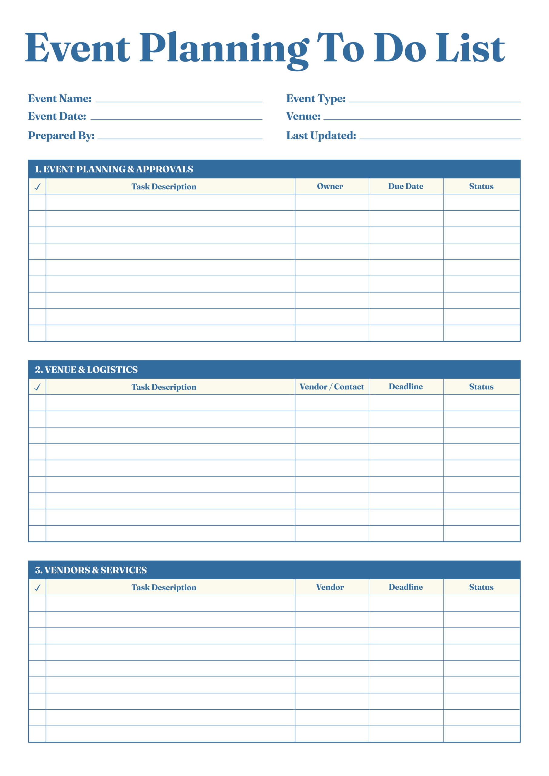 Event Planning To Do List Template - Adobe Illustrator, PDF
