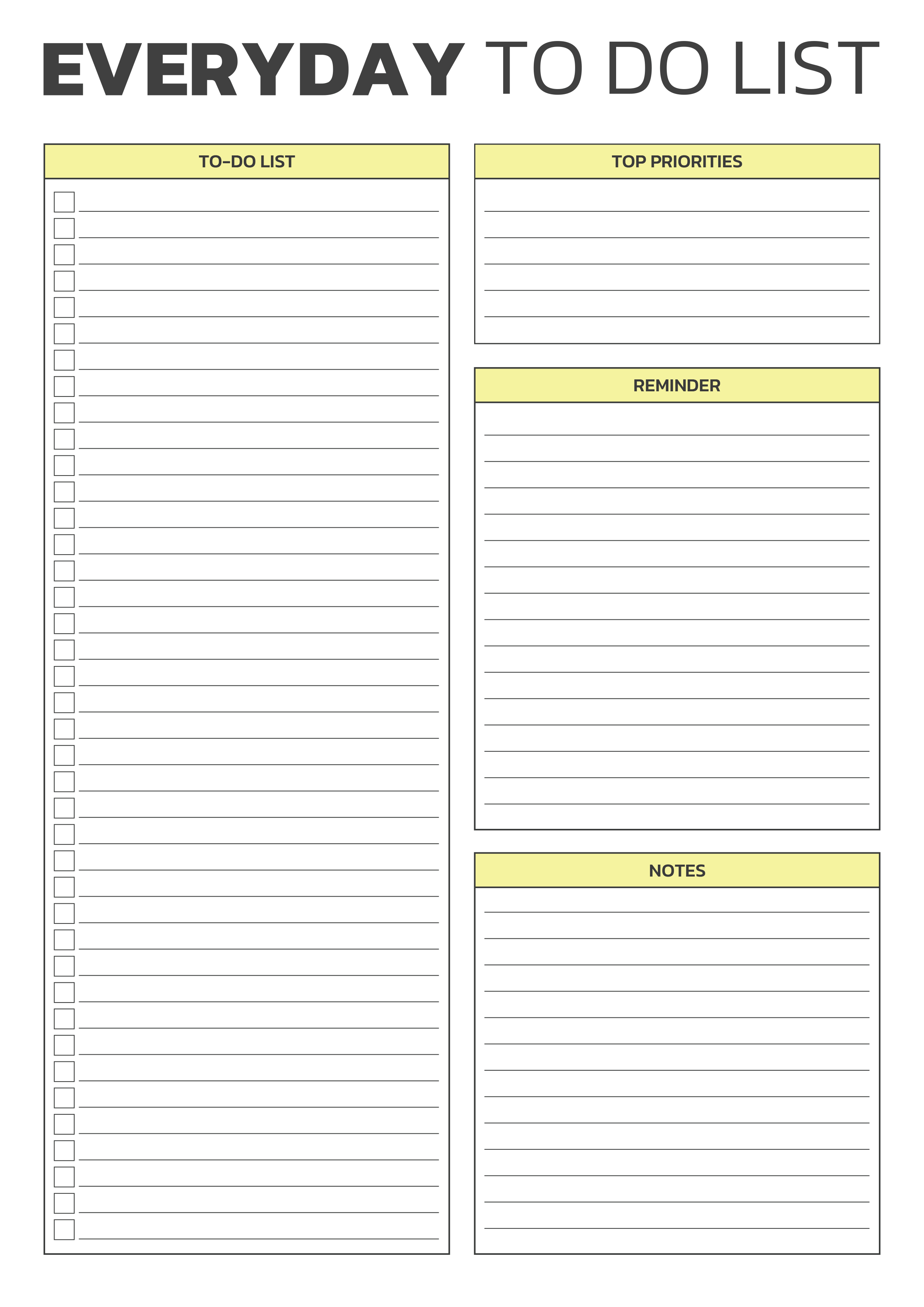 Everyday To Do List Template - Adobe Illustrator, PDF