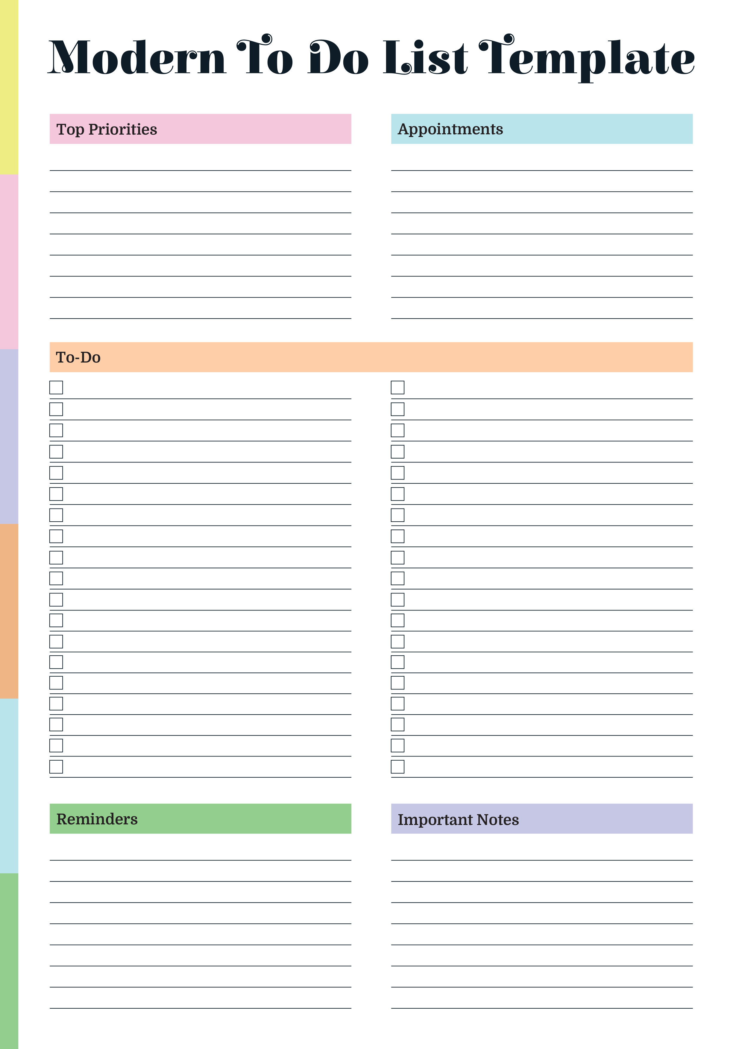Modern To Do List Template - Adobe Illustrator, PDF