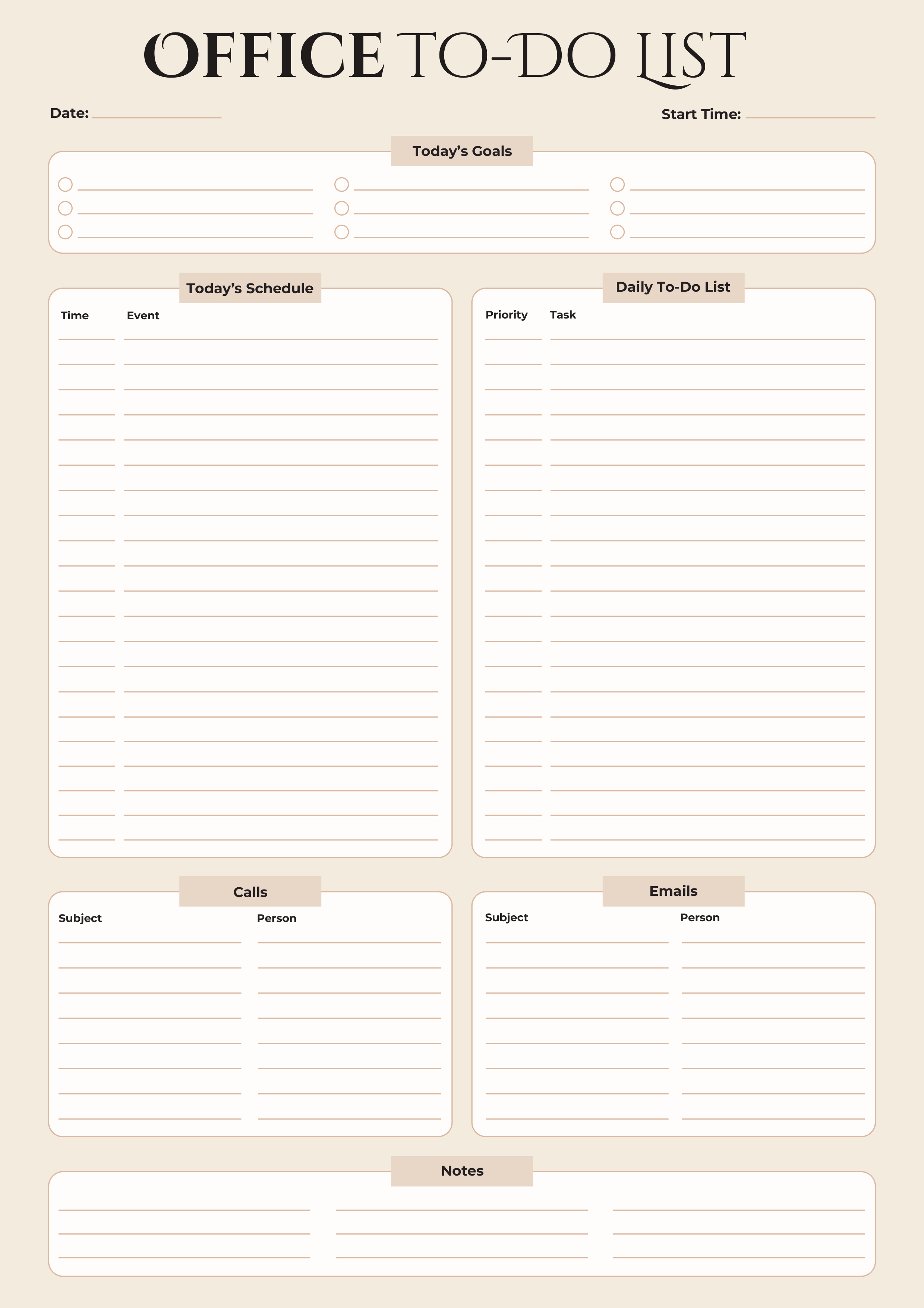 Office To Do List Template - Adobe Illustrator, PDF
