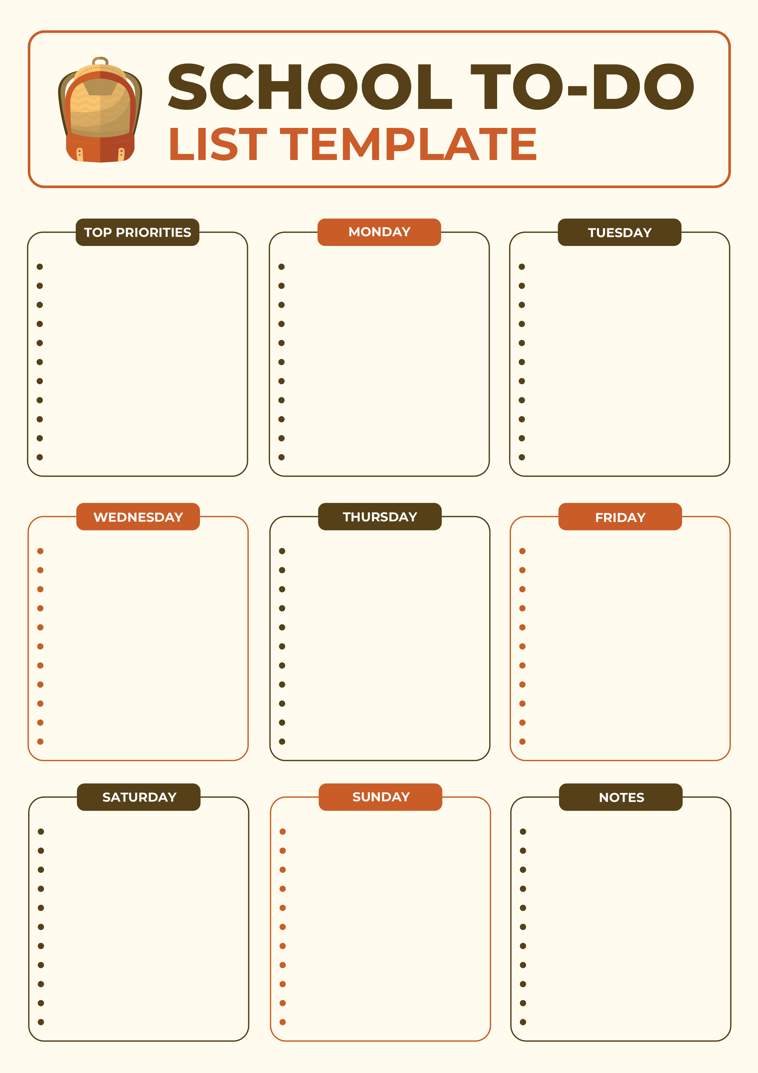 School To Do List Template - Adobe Illustrator, PDF