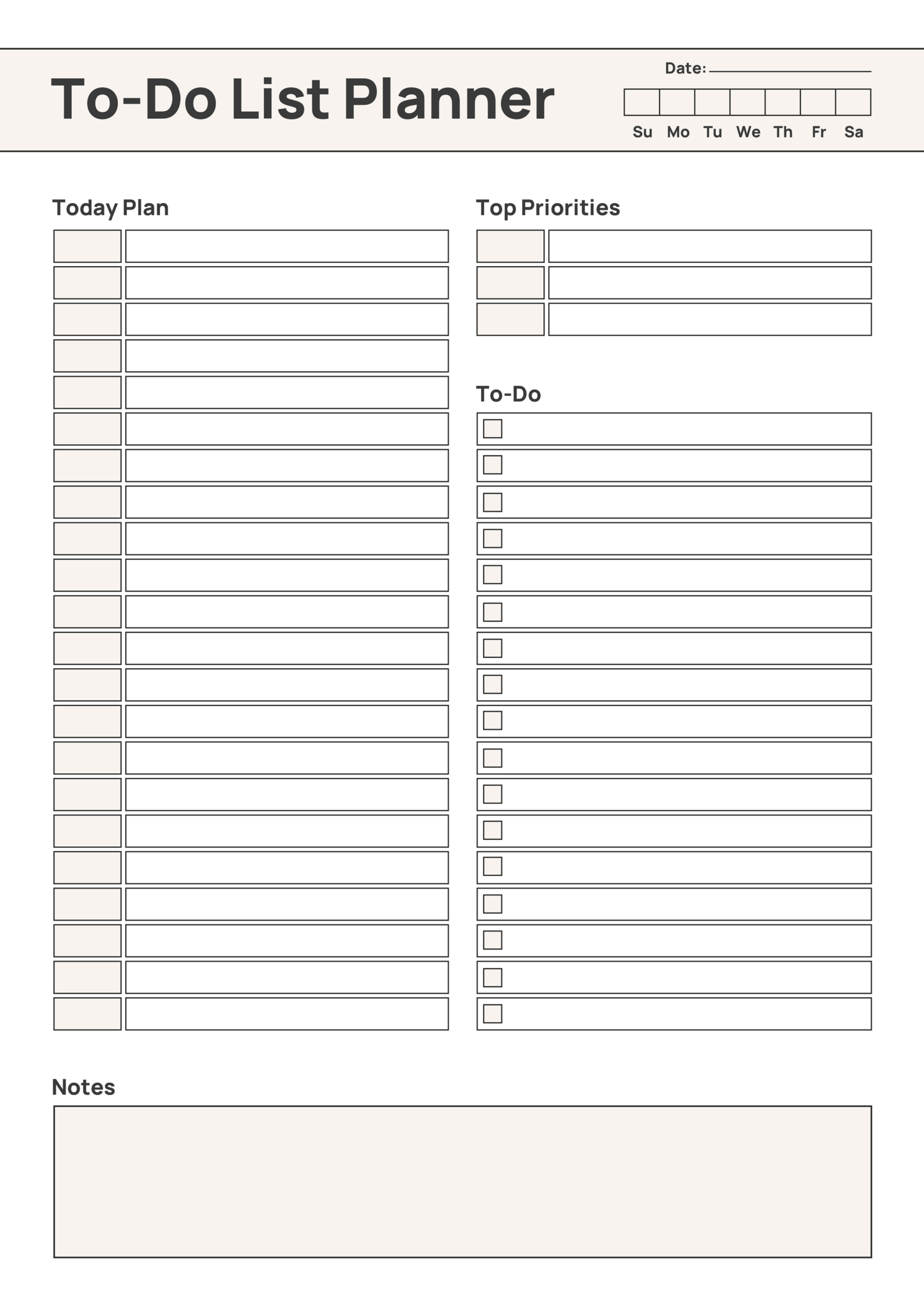 Simple To Do List Planner Template - Adobe Illustrator, PDF
