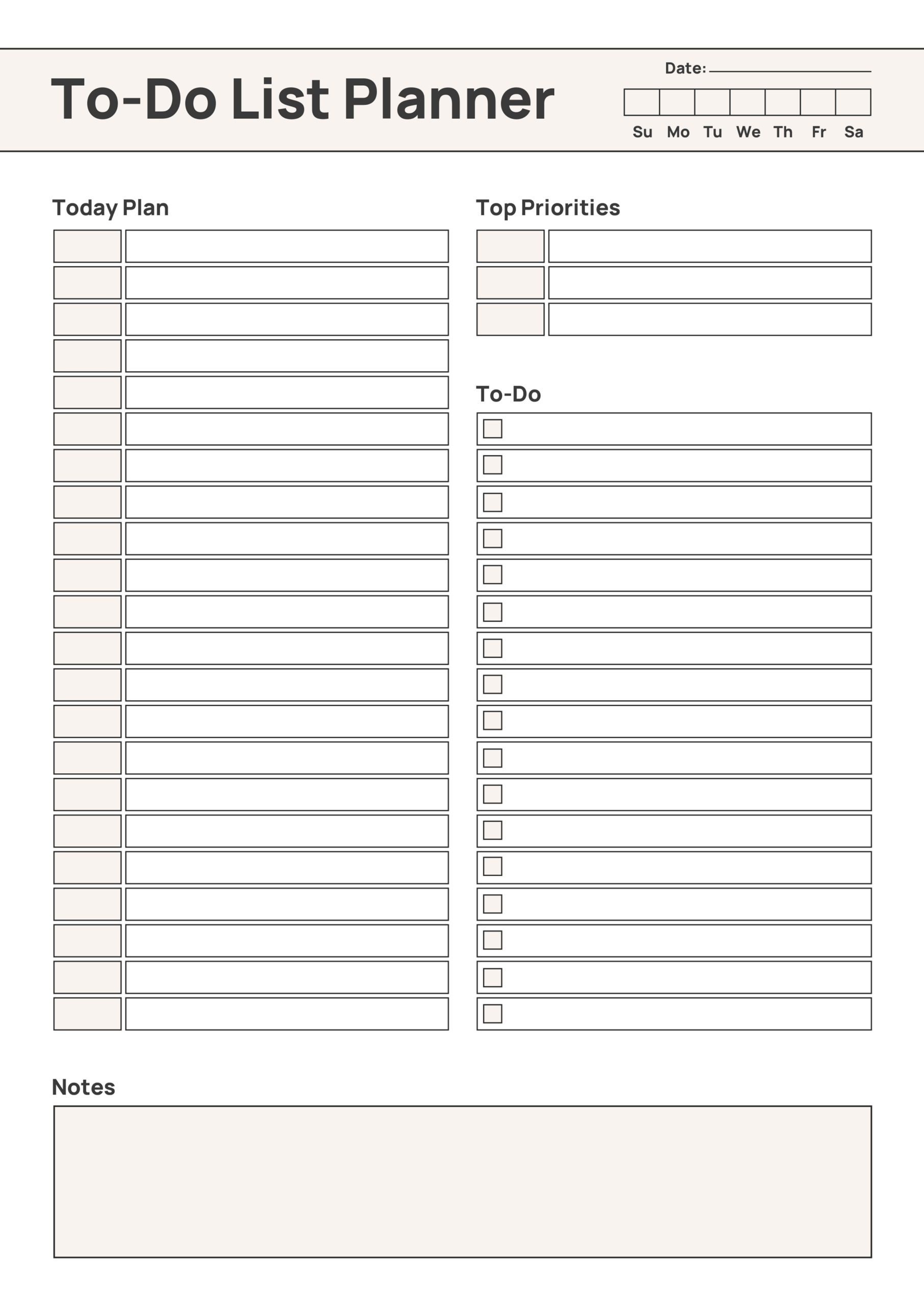 Simple To Do List Planner Template - Adobe Illustrator, PDF