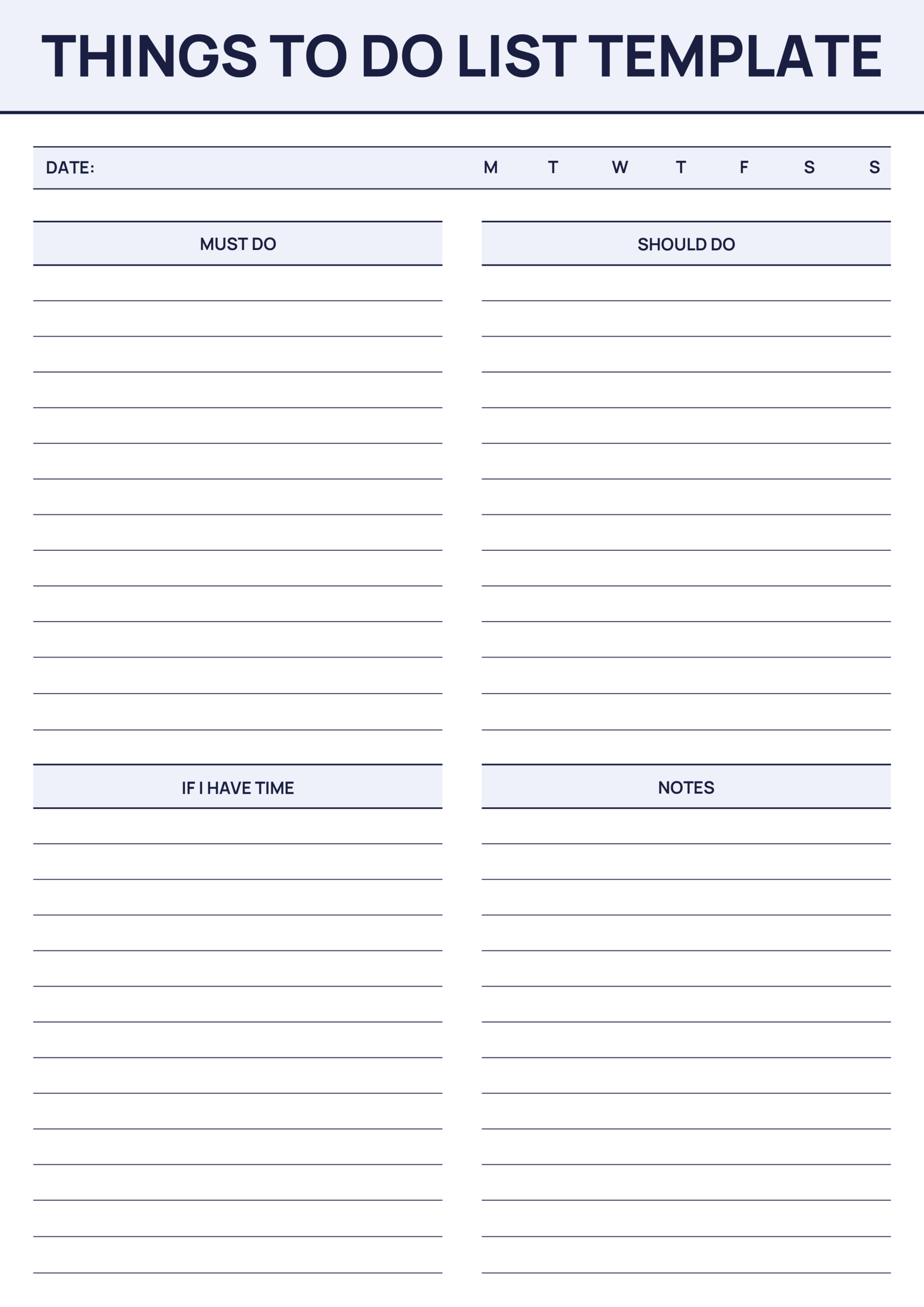 Things To Do List Template - Adobe Illustrator, PDF