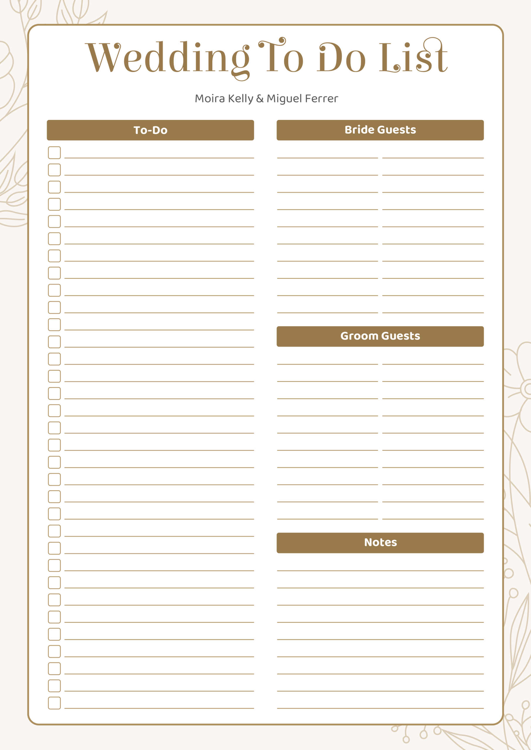 Wedding To Do List Template - Adobe Illustrator, PDF