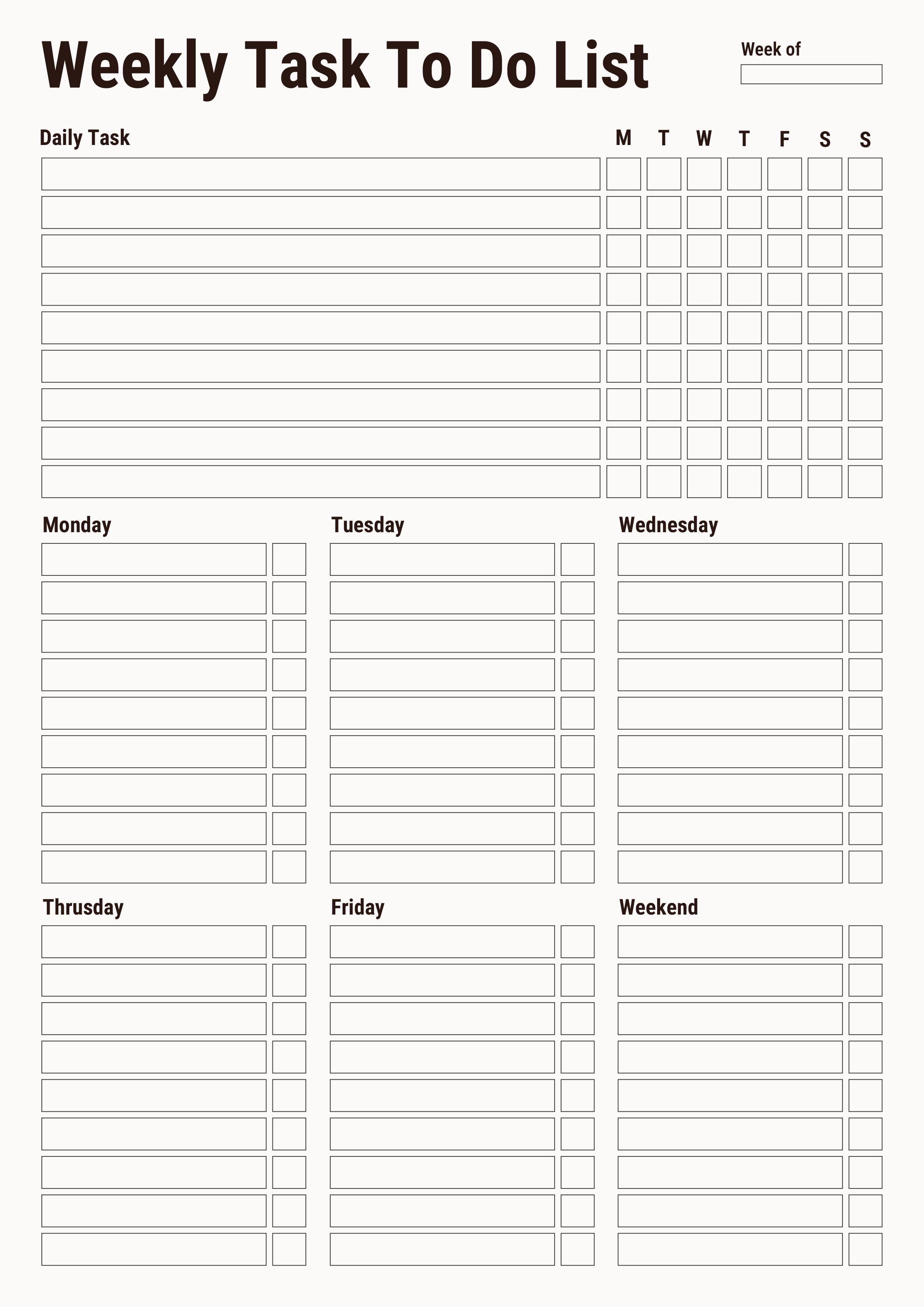 Weekly Task To Do List Template - Adobe Illustrator, PDF