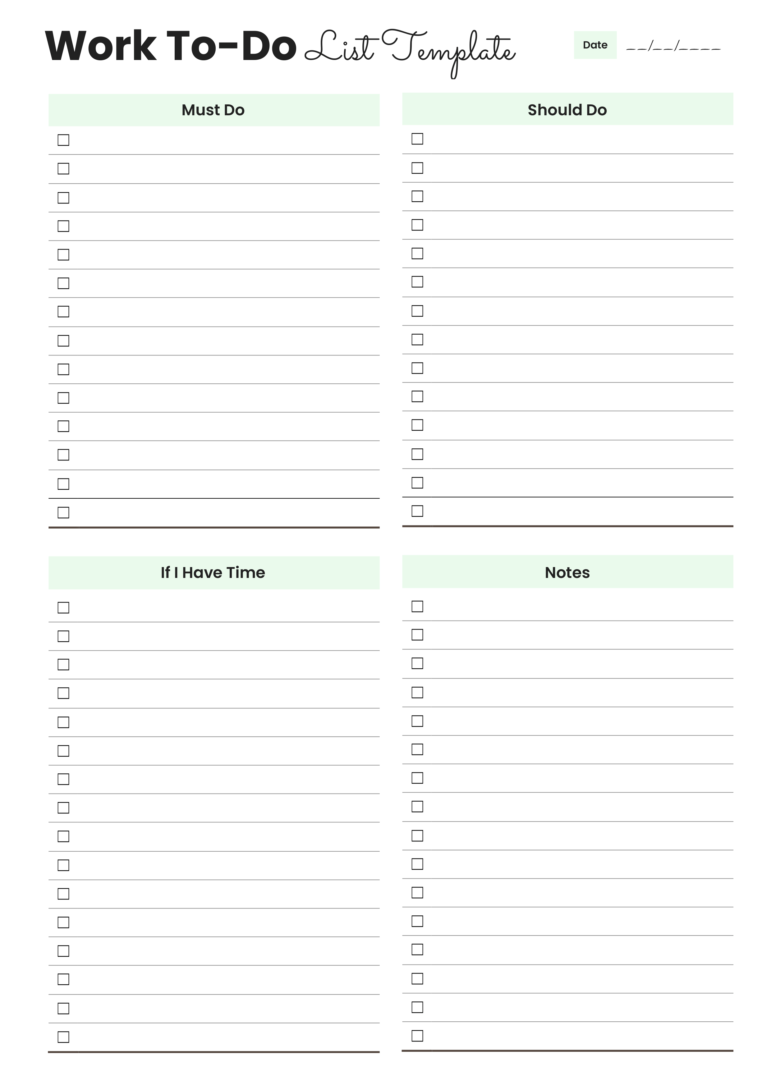 Work To Do List Template - Word, PDF