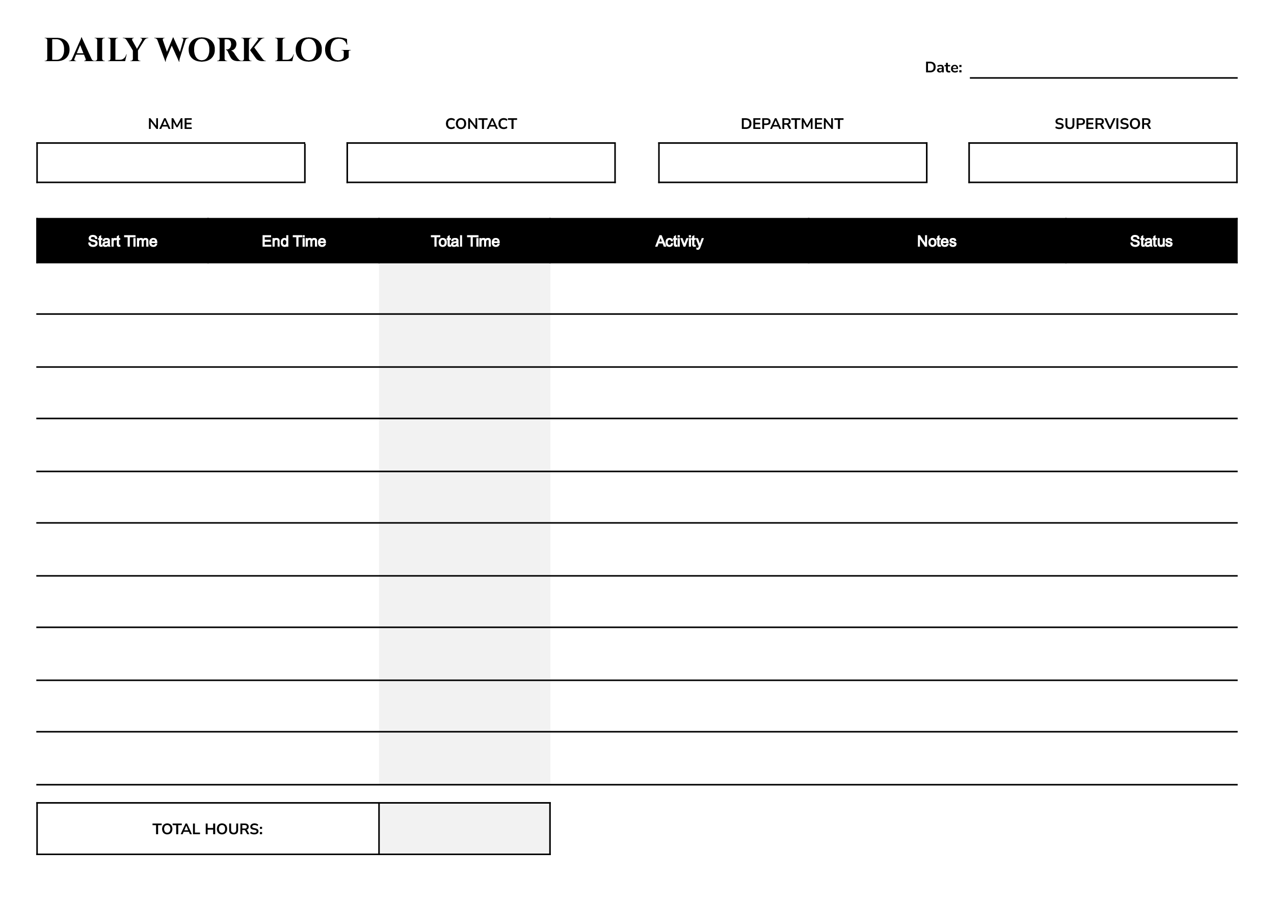 Daily Work Log Template - Word, Google Docs - Page 02