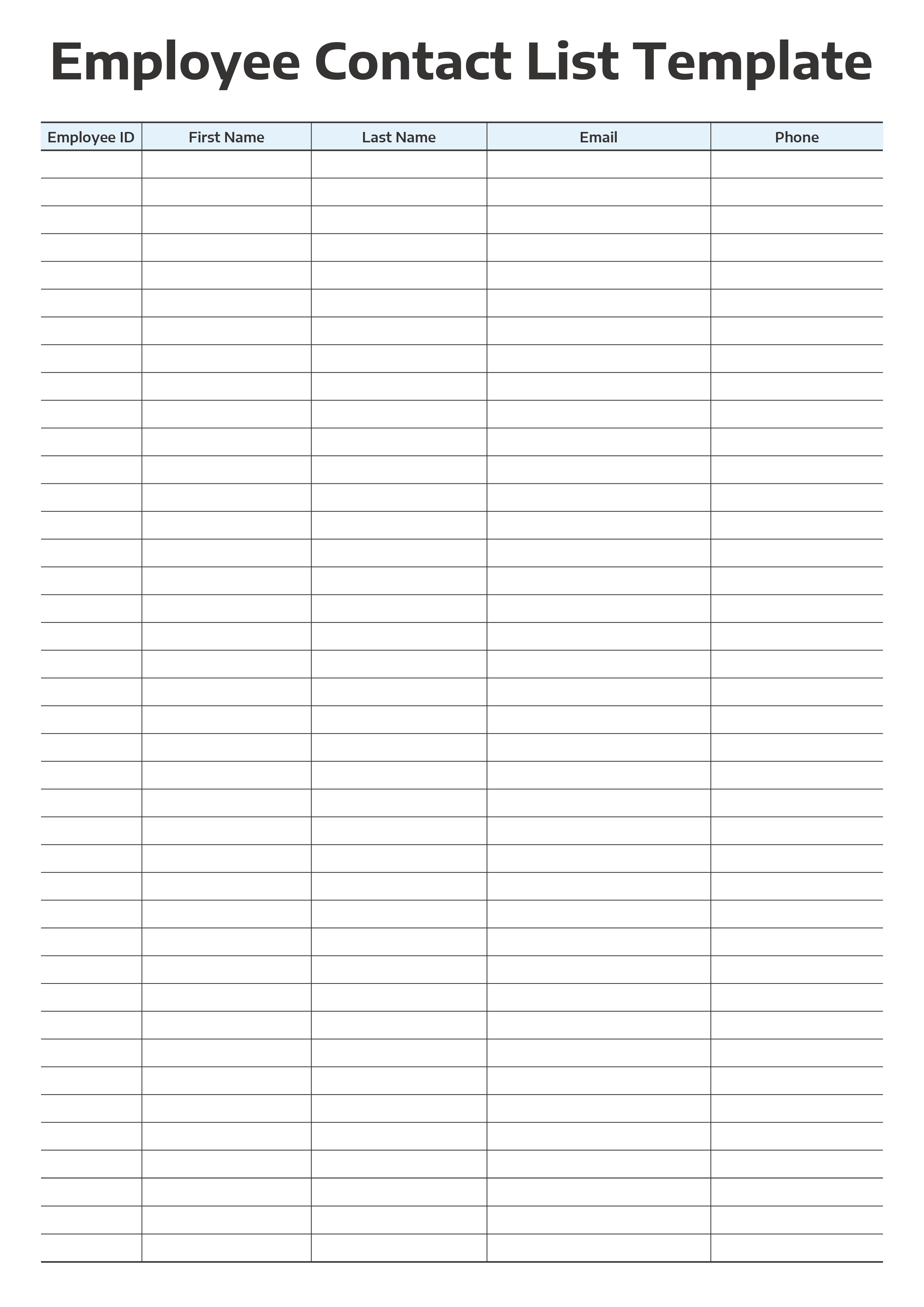 Employee Contact List Template - Adobe Illustrator, PDF
